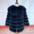 70CM 4in1 New Fast Shipping New Fashion Women Fashion Real Natural Fox Fur Long Coat Jacket for Winter Warm Over Coat